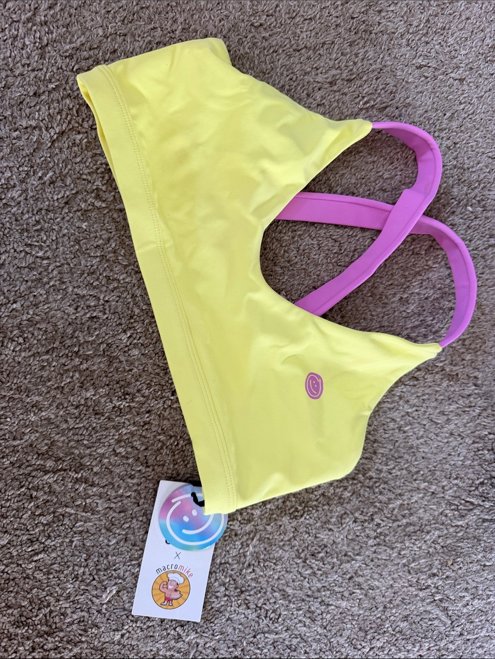 moana bikini Yellow and Pink Sport Bikini Top
